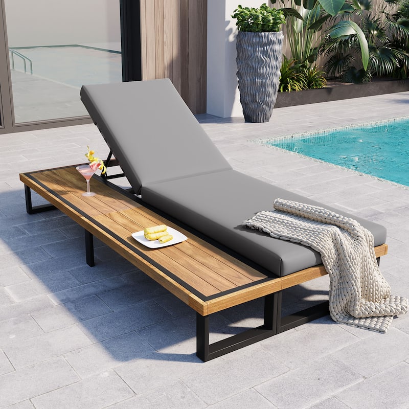GO Outdoor Chaise Lounge Chair with 5-Position Adjustable Backrest