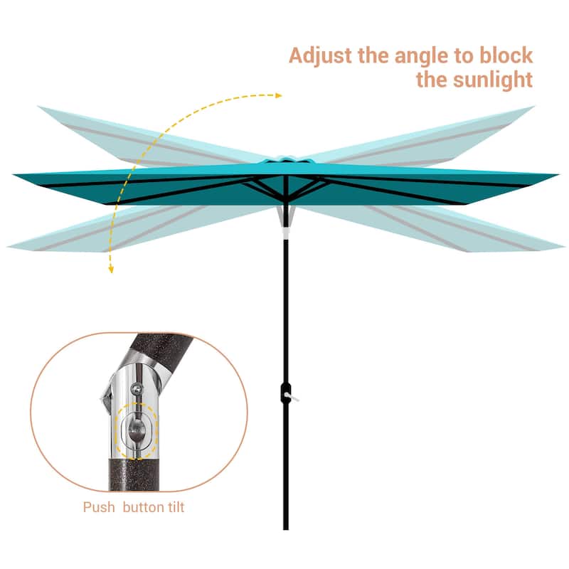 BONOSUKI Aluminum 10 x 6.5ft Patio Market Umbrella,Tilt and Crank