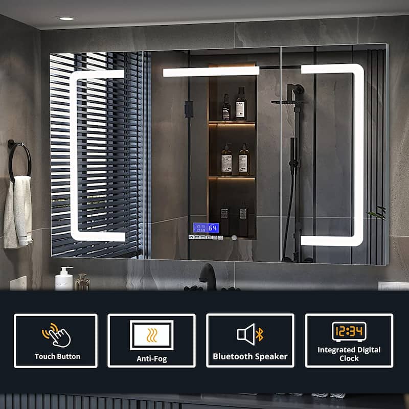 Lesina 48 in. Surface-Mount LED Mirror Medicine Cabinet with Defogger