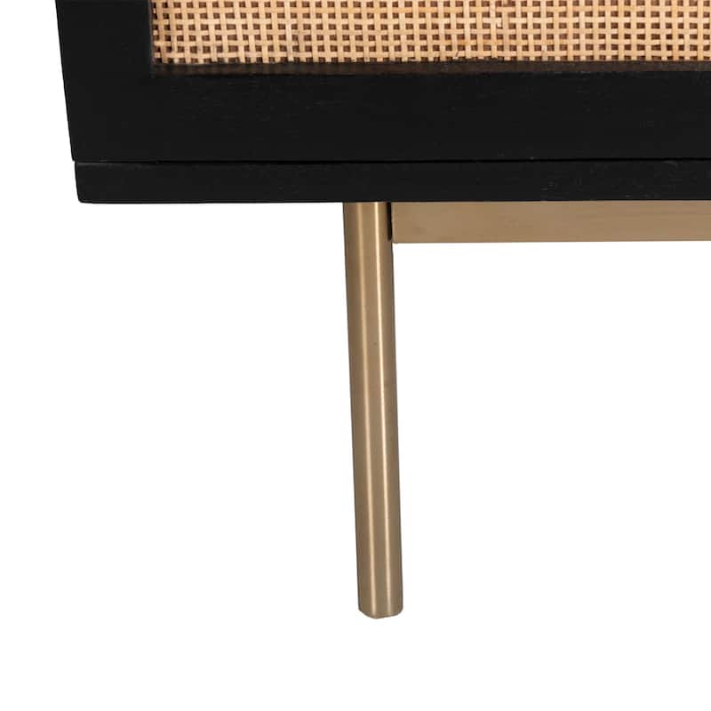 Curtis 3-Door Solid Wood with Natural Woven Cane Sideboard