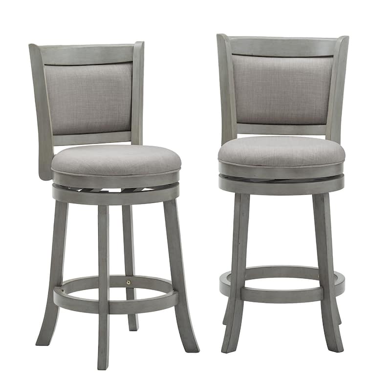 Rovinj Upholstered Back Swivel Stool - Antique Grey-Grey Linen