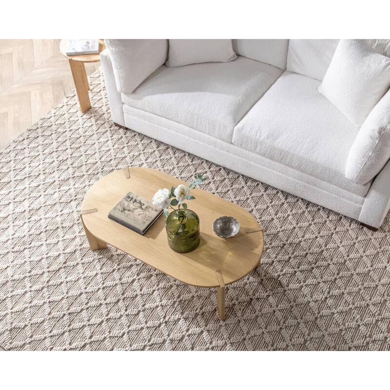 Kering Oak Wood Oval Coffee Table by Kosas Home