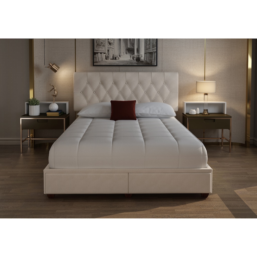 Queen Size Polyester Upholstered Storage Bed with Includes Underbed Drawers