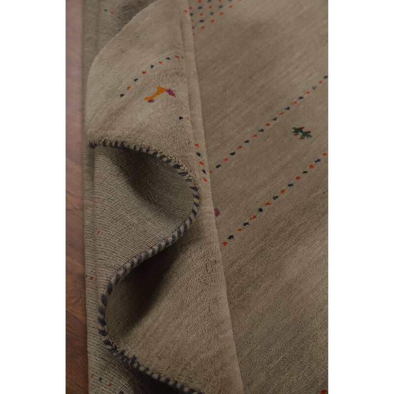 Hand Knotted Oriental 100% Wool Carpet Tribal Animal Pictorial Beige & Ivories Gabbeh Area Rug - 6' 6'' X 4' 8''