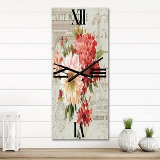 Designart 'Red Painted Flowers on Vintage Postcard I' Traditional wall ...