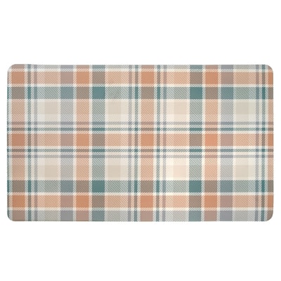 Memory Foam Floor Mat Peachy Cream Plaid
