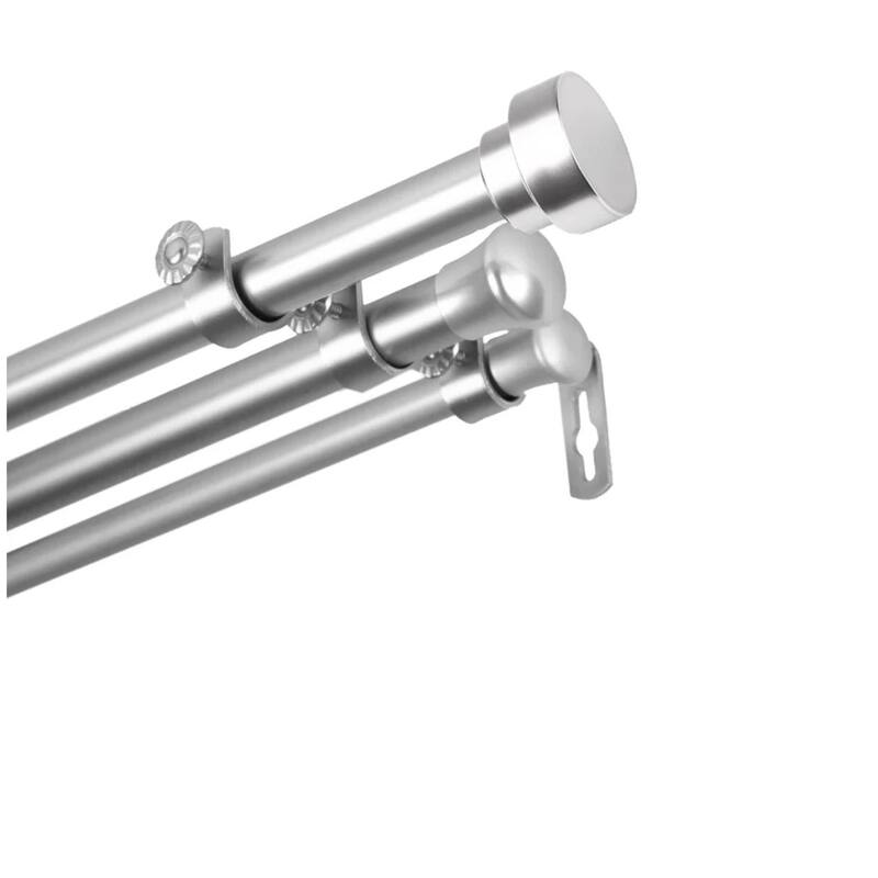 InStyleDesign Bowler Triple Curtain Rod 13/16 inch dia. - 28 to 48 inches - Satin Nickel