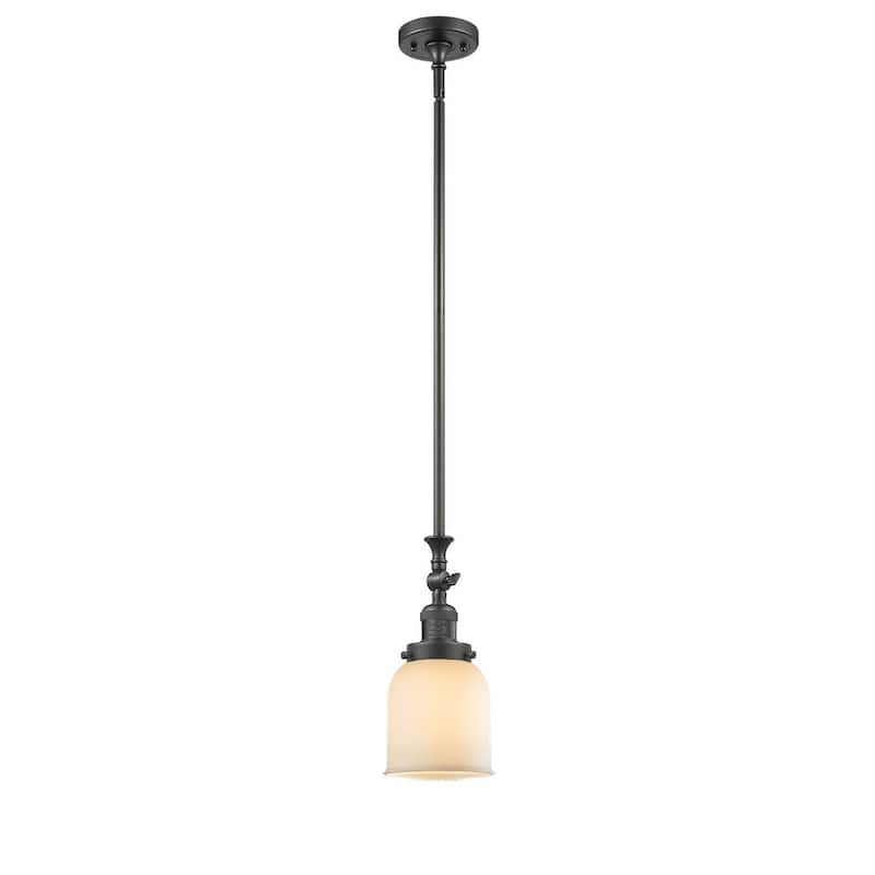 Innovations Lighting Small Bell 5" Wide Adjustable Mini Pendant - Oiled Rubbed Bronze / Matte White Cased