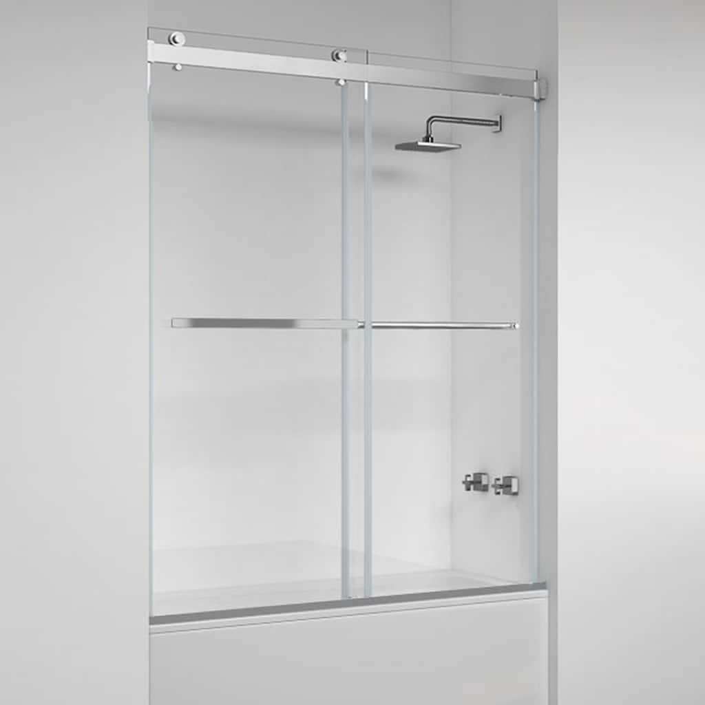 Spezia 60" W x 58" H Sliding Frameless Tub Door in Polished Chrome - 60" W x 58" H