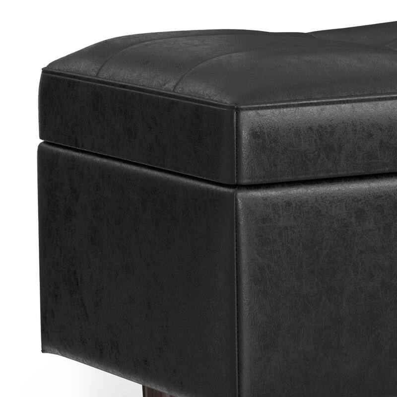 WYNDENHALL Blanchette 48 inch Wide Mid Century Modern Rectangle Storage Ottoman