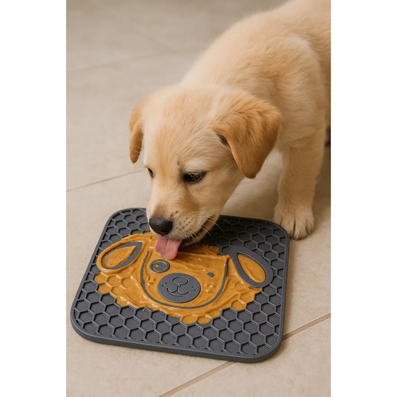 Abode Homewares Sparky Silicone Dog Lick Mat - 7.9" - Gray - Set of 2