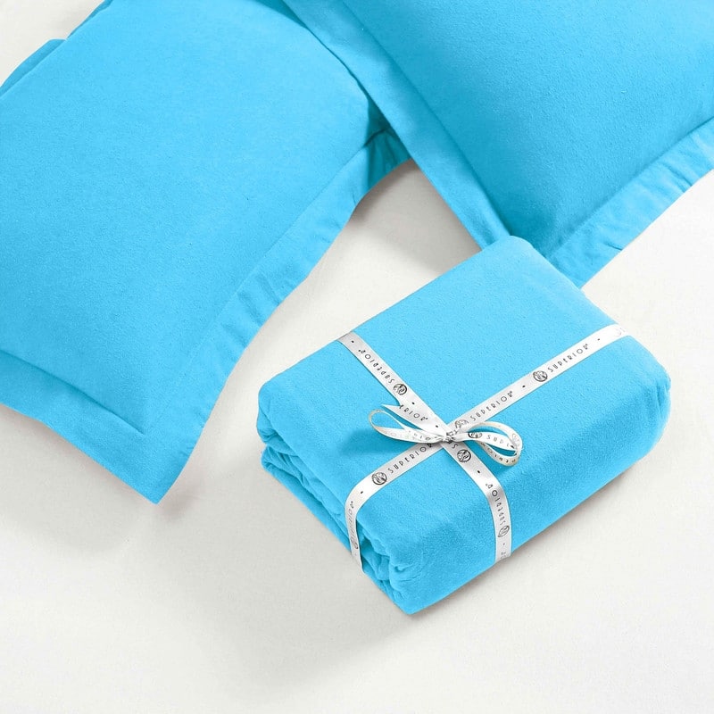 Superior Classic Solid Flannel Cotton Duvet Cover Set