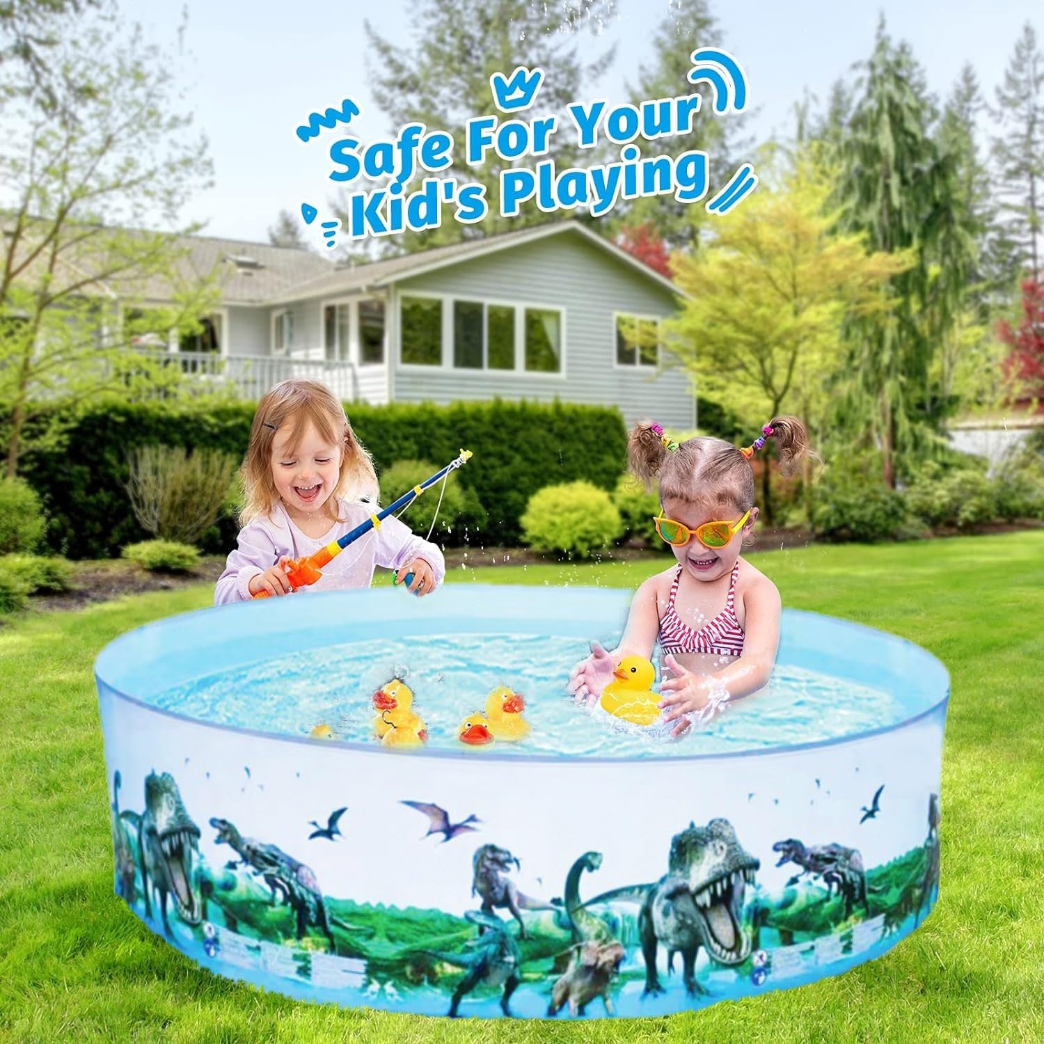 Kiddie Pools Round Plastic Pool,Toddler Baby Easy Non