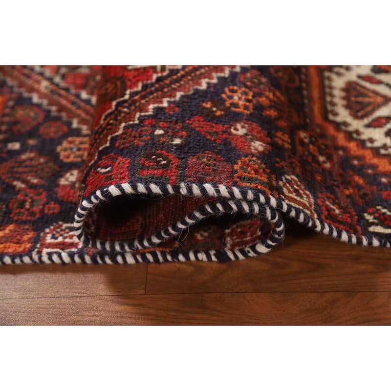 Tribal Geometric Shiraz Persian Vintage Area Rug Handmade Wool Carpet - 3'0"x 5'7"