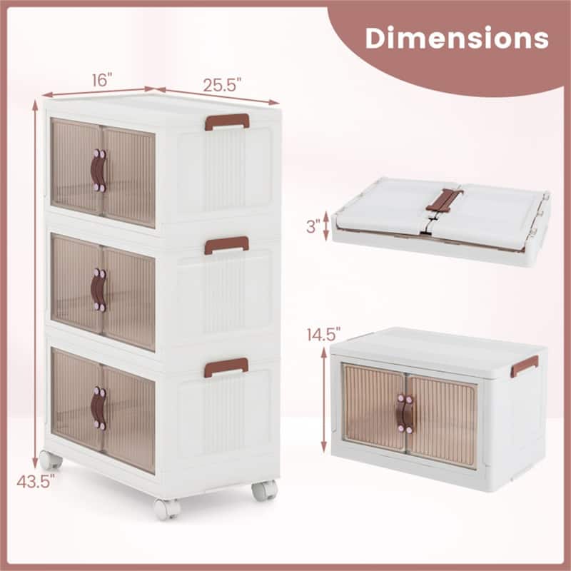 Stackable Storage Boxes Bins with Lockable Casters 25.5" x 16" x 43.5" - Multi