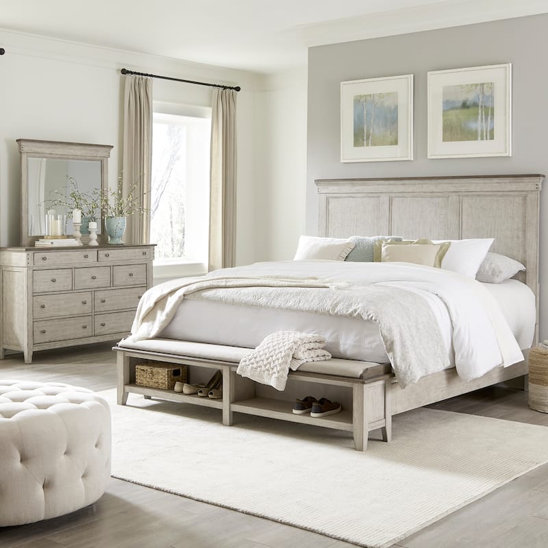 Liberty Furniture Ivy Hollow Storage Bed, Dresser & Mirror, Chest, Night Stand - King, Queen - Bed, Dresser, and Mirror - Queen