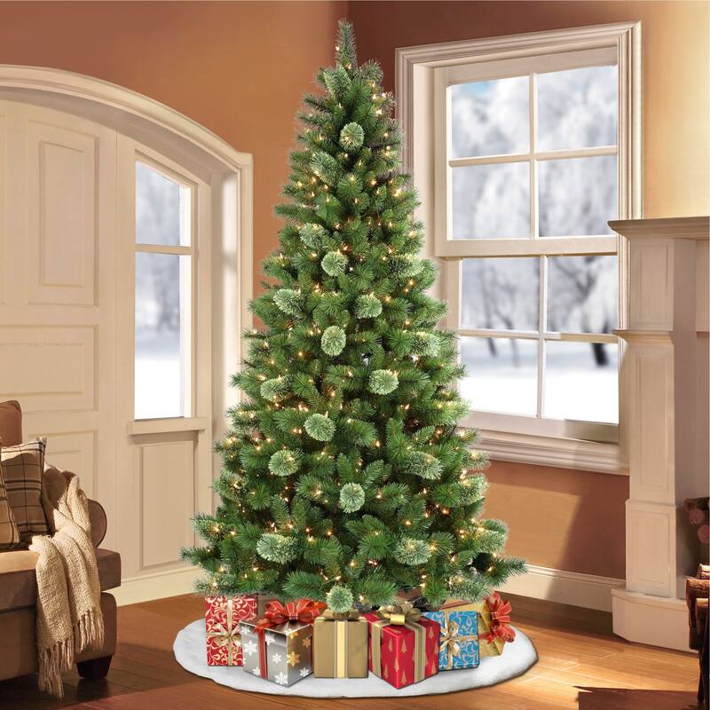 7.5' Medium Western Pine Artificial Christmas Tree, Clear Lights - 7.5 Foot