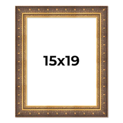 15x19 Frame Vintage Gold Solid Wood Picture Frame | 2.5 Inch Moulding