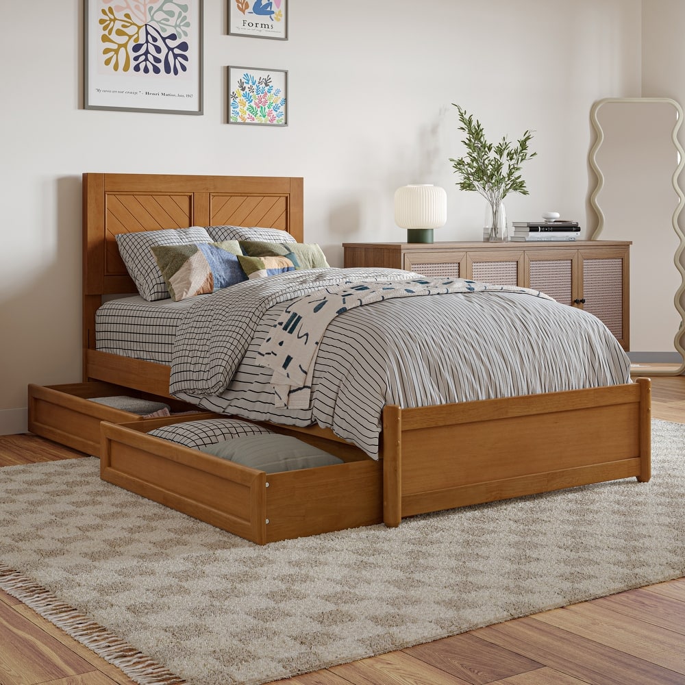 Clayton Platform Bed with Panel Footboard and Storage Drawers