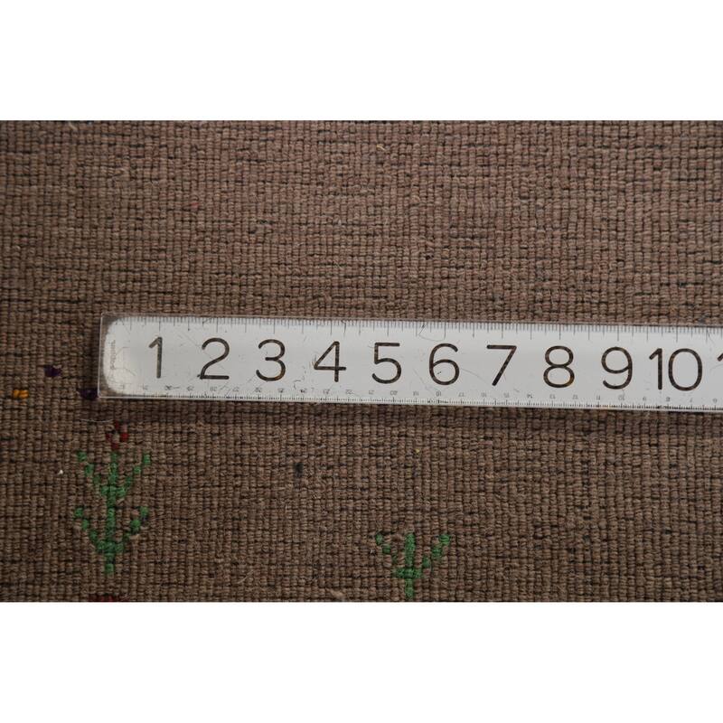 Hand Knotted Oriental 100% Wool Carpet Tribal Tribal Brown Gabbeh Runner Rug - 9' 10'' X 2' 8''