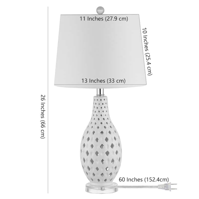 SAFAVIEH Lighting Nedka 25-inch Ceramic Table Lamp - 12" x 12" x 25" - 12Wx12Dx25H