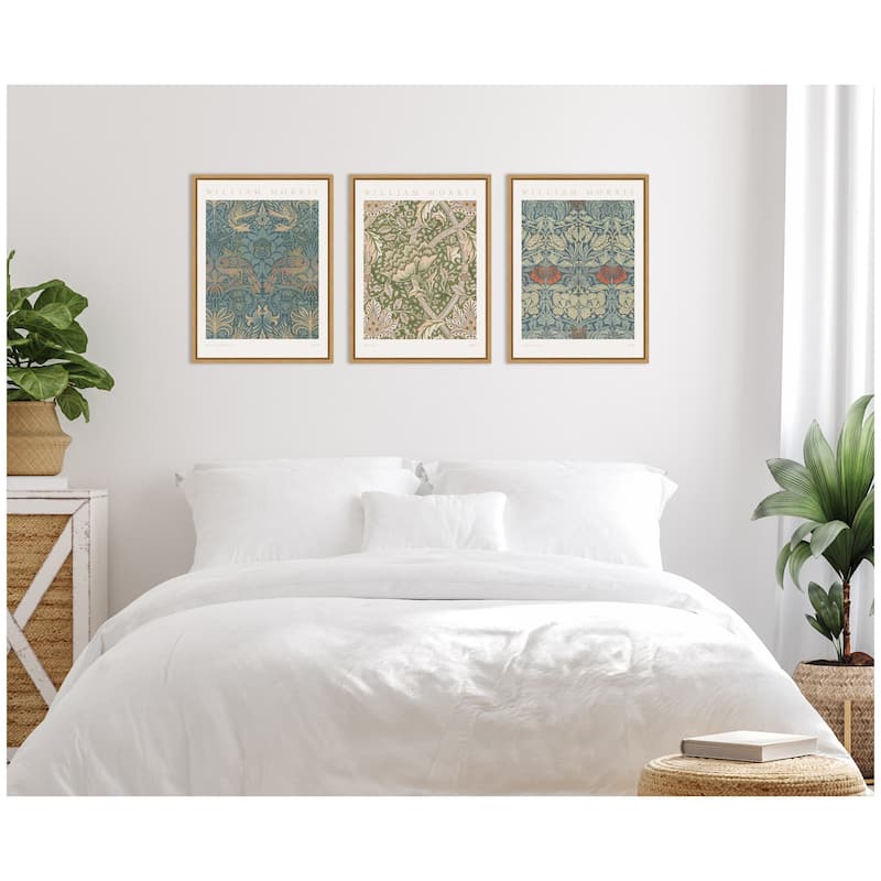 Kate and Laurel Sylvie William Morris Posters - 3 Piece Framed Canvas Art Set by The Art Institute of Chicago