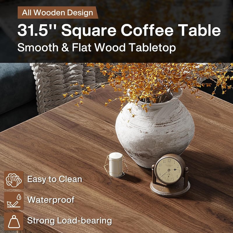 Vintage Square Coffee Table, Center Table for Living Room Cocktail Table