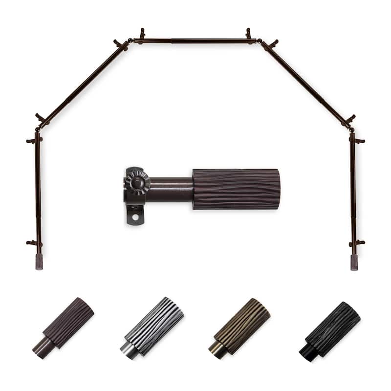 Bay Window Curtain Rod - 5 Sided Corner Rods - Cocoa Finish - Single Rod for Draperies - M