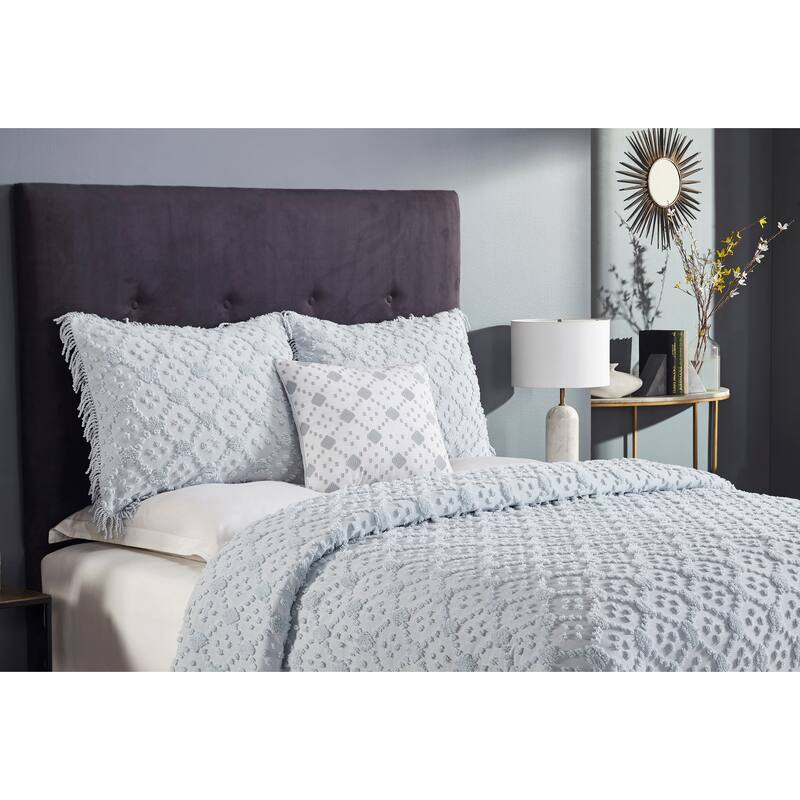 Better Trends Charleston Collection 4-Piece 100% Cotton Tufted Diamond Design Bedspread Set - Machine Washable & Tumble Dry Safe