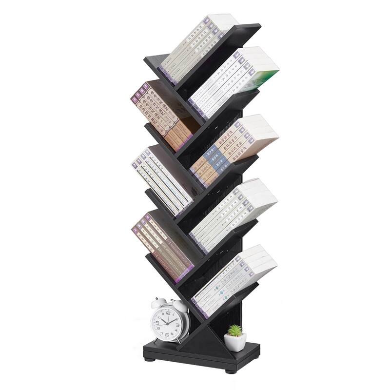 9 Tier Tree Bookshelf - 11.8"D x 7.4"W x 38.4"H - Black