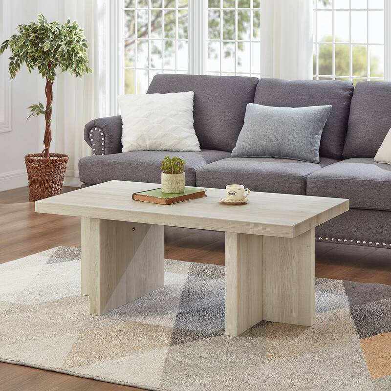 Roundhill Furniture Mchome Contemporary Coffee Table - White Finish