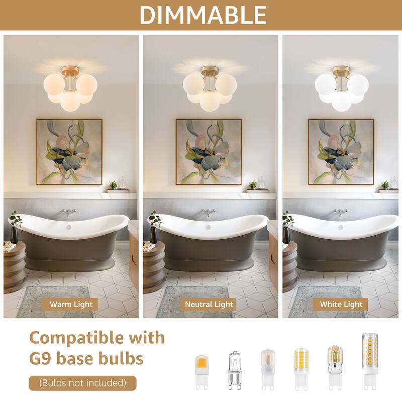 Starsky 5-LIght Globe Glass Sputnik Semi Flush Mount Ceiling Light