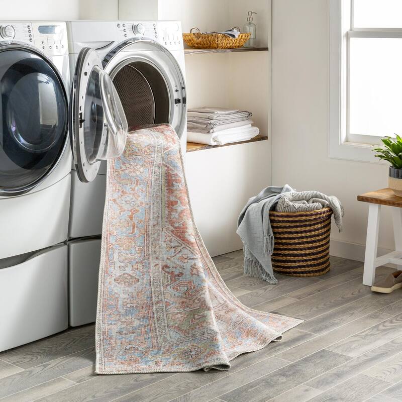 Livabliss Traditional Alanya Medallion Washable Area Rug
