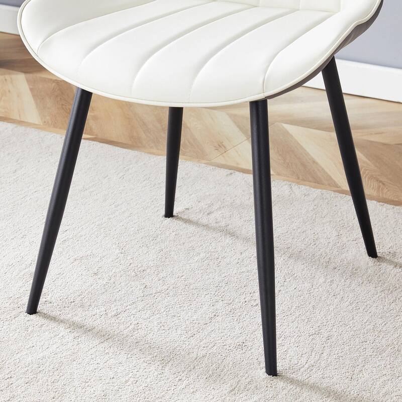 Extended Seat Cushion PU Dining Chair Set - 4 Pieces.Smooth line design
