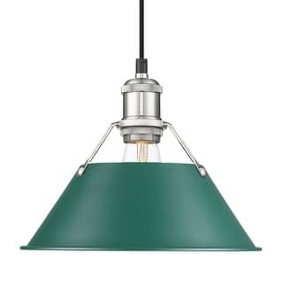 Yep by Golden Lighting Orwell 1-light 10in Pendant in Pewter and Pine Green shade - Medium Pendant - 10"