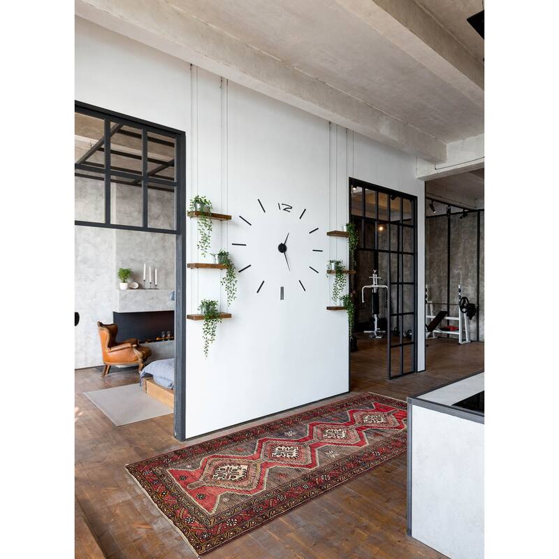 ECARPETGALLERY Hand-knotted Konya Anatolian Grey, Red Wool Rug - 4'4 x 9'0