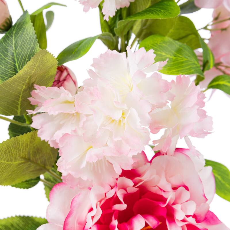 Glitzhome Pink Hydrangea, Peony & Cherry Wreath Garland