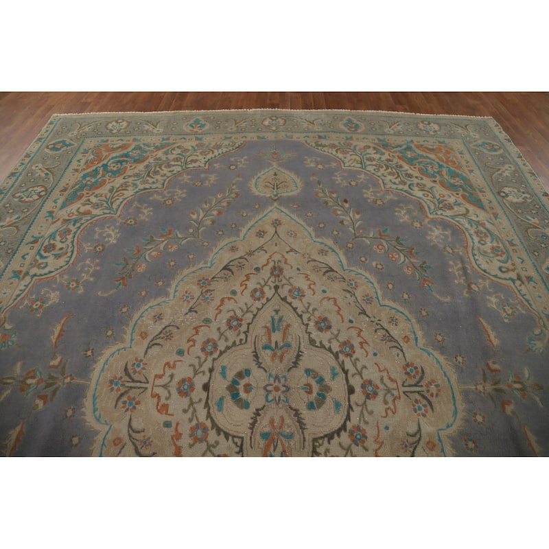 Tabriz Persian Vintage Area Rug Handmade Wool Carpet - 9'6" x 13'0"
