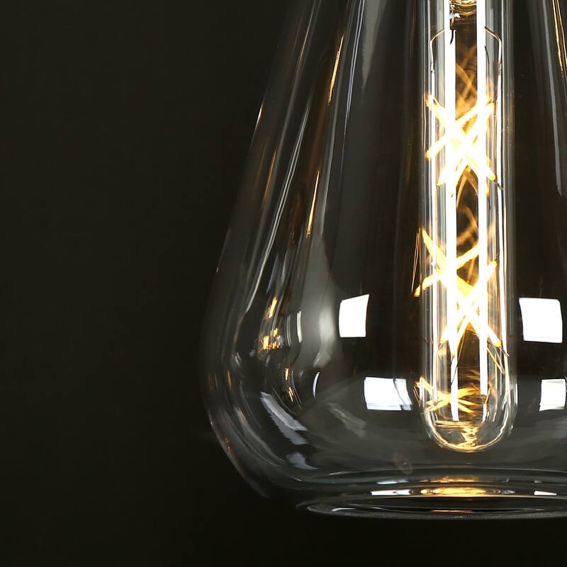 Modern Farmhouse 5-Light Black Gold Chandelier Linear Design with Clear Glass Kitchen Island Light for Dining Room