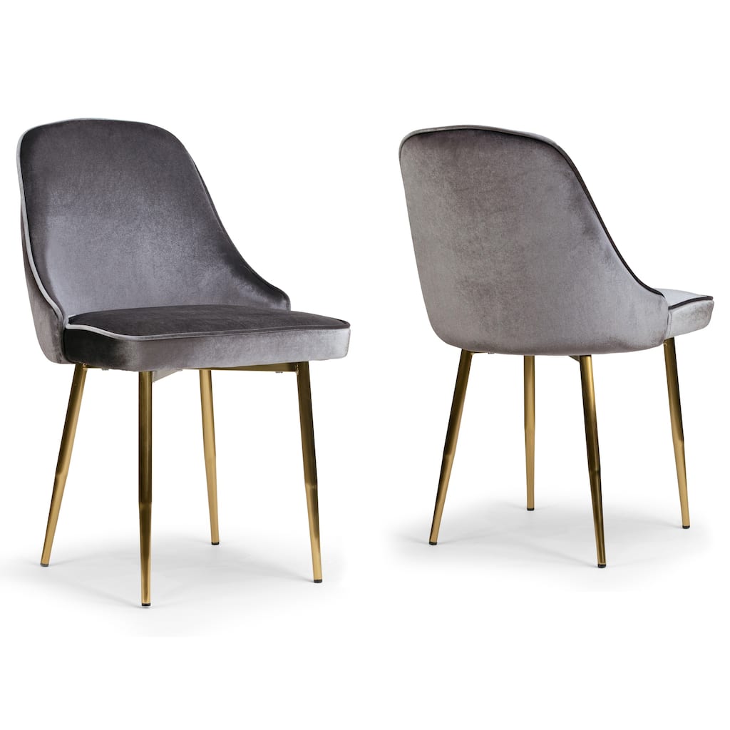 Set of 2 Alpha Sandy Brown Velvet Chair with Brushed Gold Steel Legs