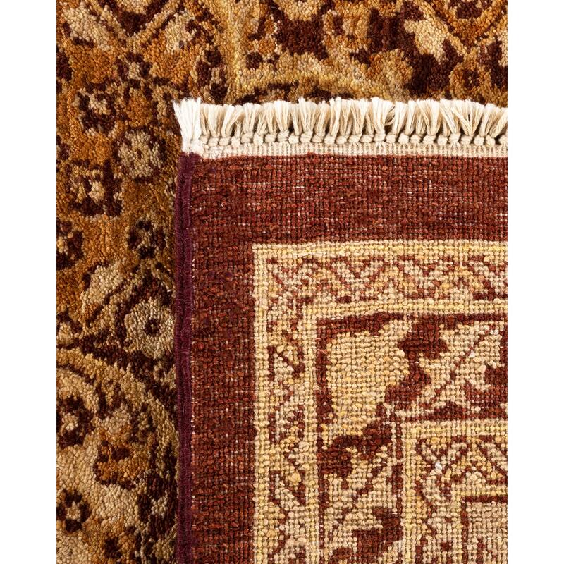 Overton Hand Knotted Wool Contemporary Oriental Brown Area Rug - 9' x 12'