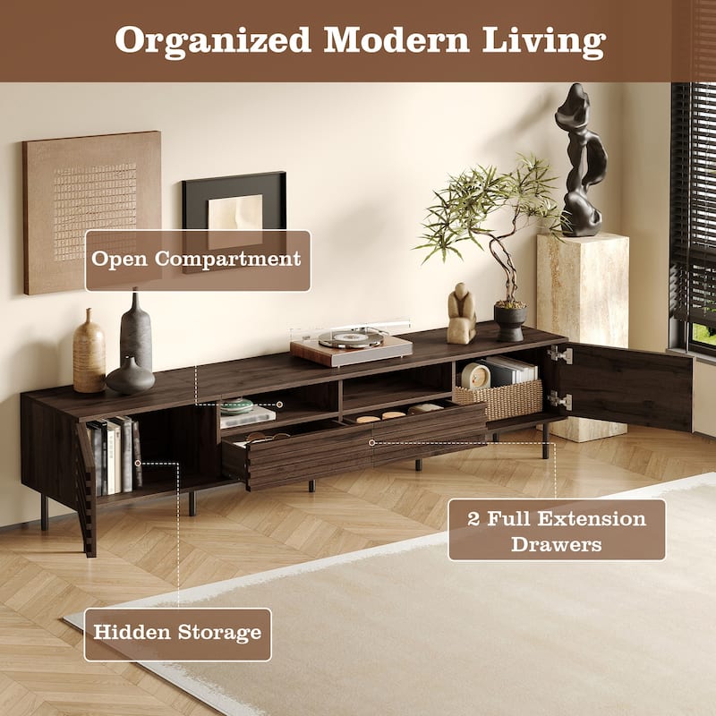 86 in with Solid Wood Legs TV Stand for TVs up to 90 in - n/a