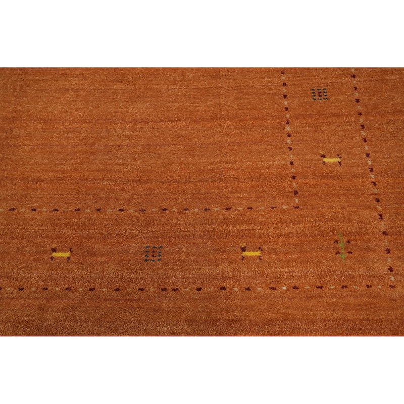 Hand Knotted Oriental 100% Wool Carpet Tribal Animal Pictorial Oranges & Rust Gabbeh Area Rug - 8' 0'' X 7' 10''