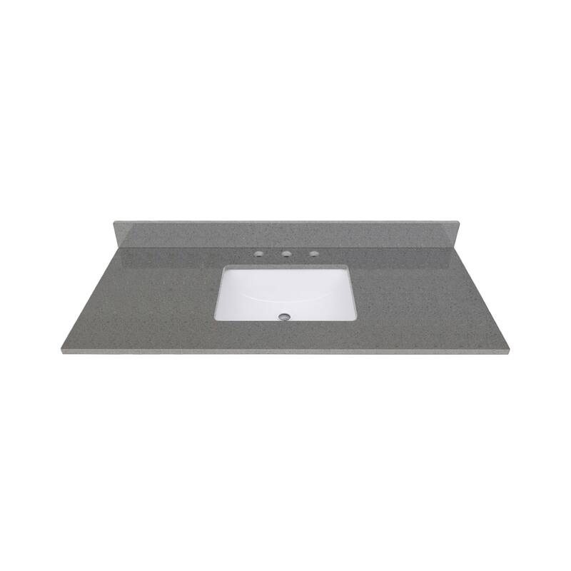Avanity Quartz Vanity Top with Rectangular Undermount Sinks - 43" Single Sink - Contrail Matte