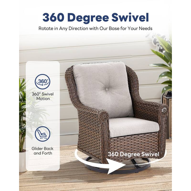 Outside Swivel Chiar with Sofa Arm Chair Table Set