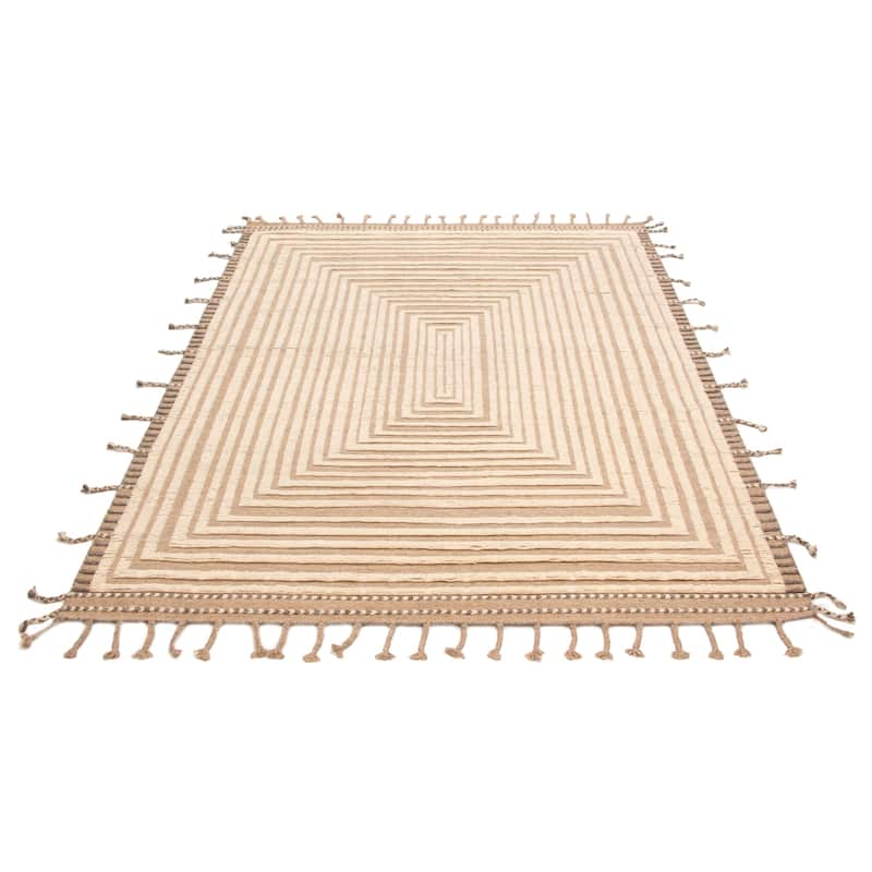 ECARPETGALLERY Hand-knotted Tangier Cream Wool Rug - 8'1 x 10'2