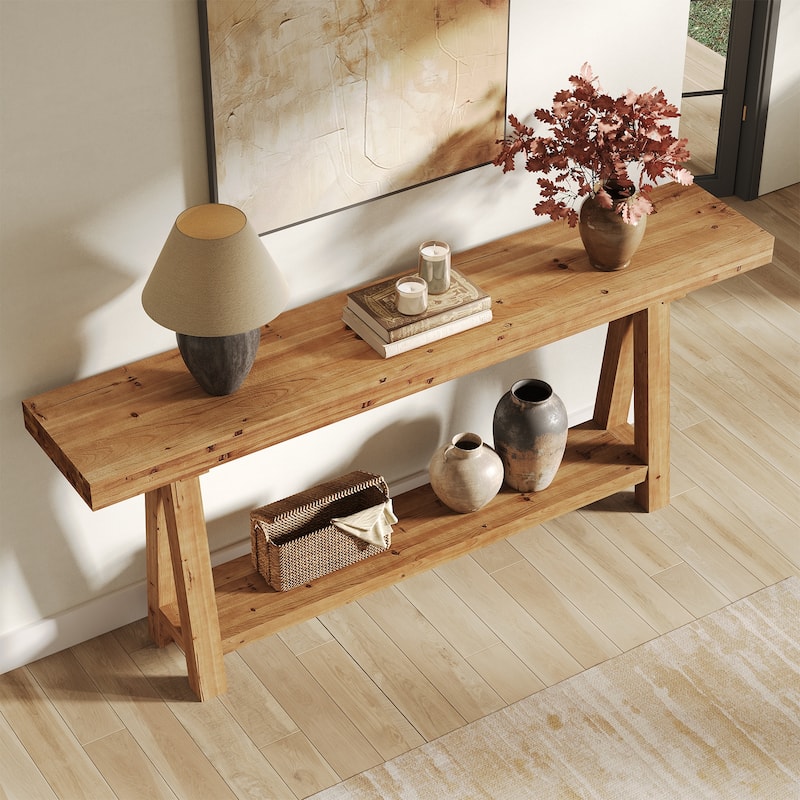 Solid Wood Console Table for Entryway, 70.87-Inch Long Sofa Table