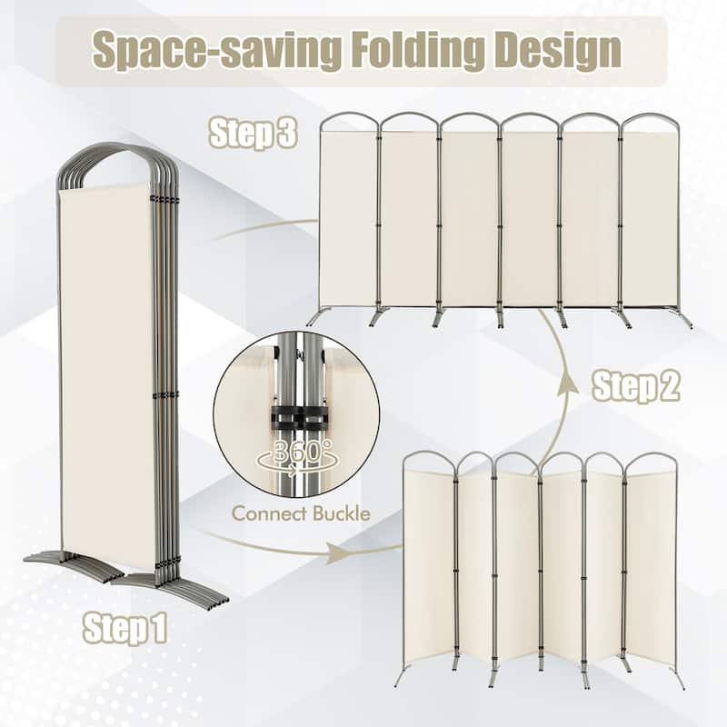 Costway 6 Panels Folding Privacy Screen 6 Ft Tall Fabric Privacy
