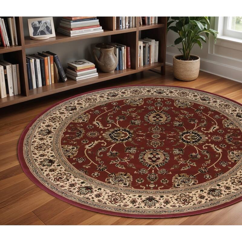 HomeRoots Oriental Traditional Square Area Rug - 94.49 in. x 94.49 in.  x 0.43 in. - Round