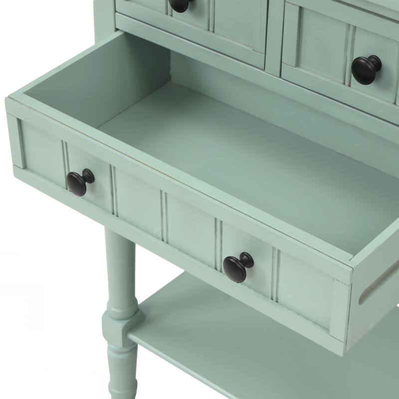 Narrow Console Table, Slim Sofa Table with Three Storage Drawers and Bottom Shelf